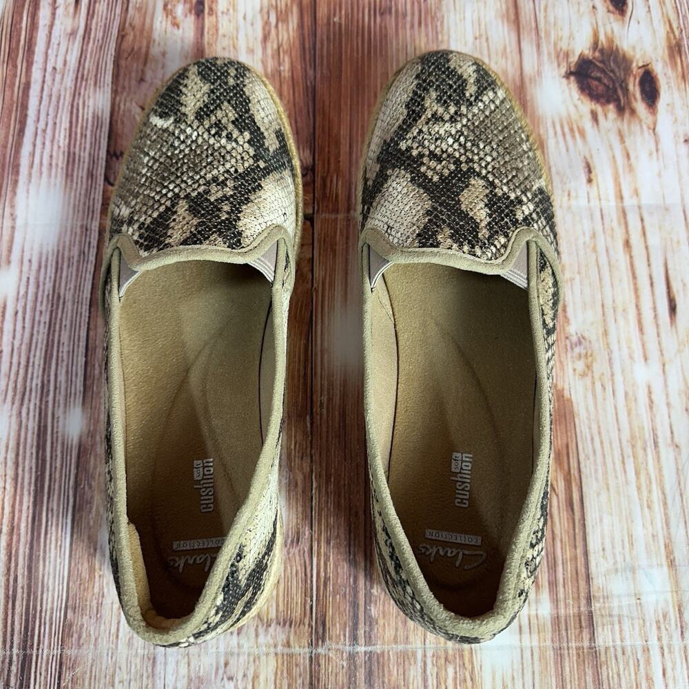 Clarks AZELLA MAJOR Womens Size 9.5 M Snakeskin Espadrille Loafers Flats Shoes - Picture 5 of 10